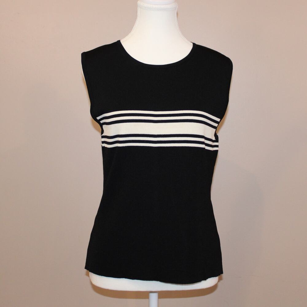 Vintage Style & Co Collection Petite Sleeveless Stripe Knit Top sz M